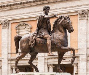 Equestrian statue marcus aurelius replica capitole rome italy