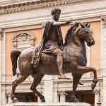 Equestrian statue marcus aurelius replica capitole rome italy